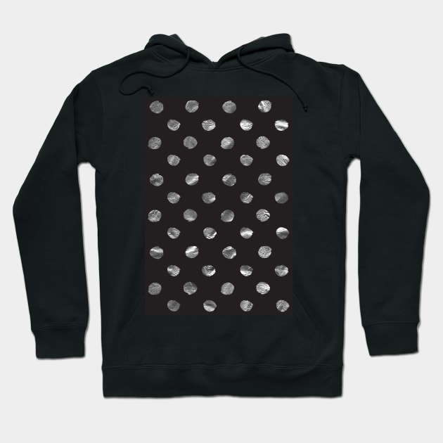 Silver Foil Polka Dots Retro Hoodie by Inogitna Designs